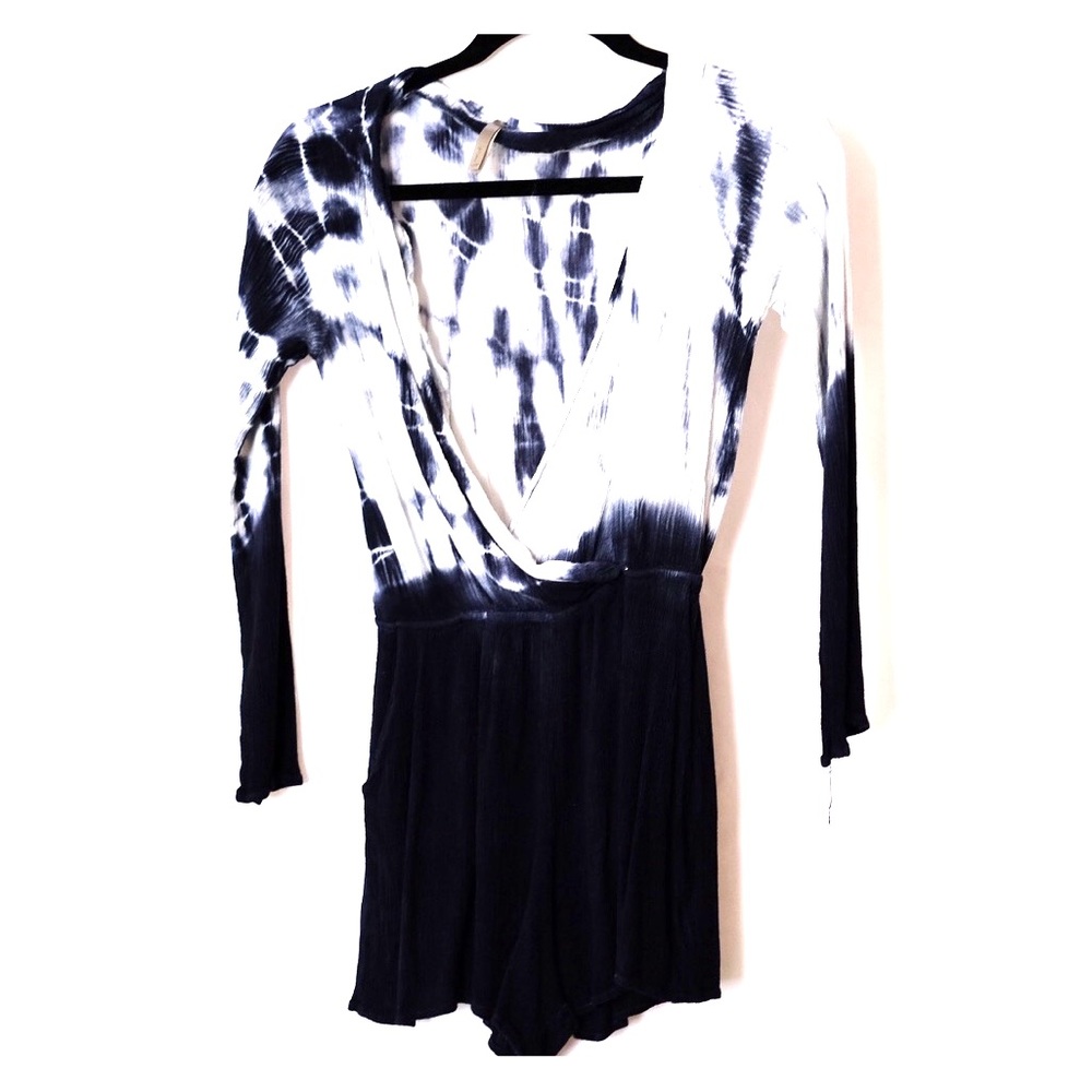 Long sleeve tie-dye romper