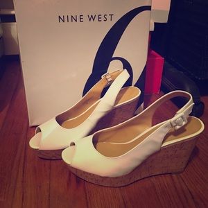 White Ninewest wedges
