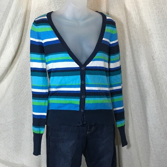 Aeropostale Striped Cardigan Knit Sweater EUC - Picture 3 of 5