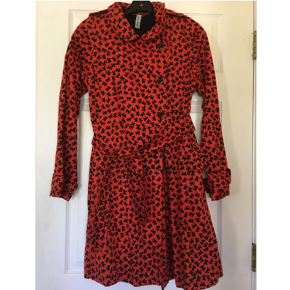 Modcloth Ruby Rocks M Bow Trench coat EUC