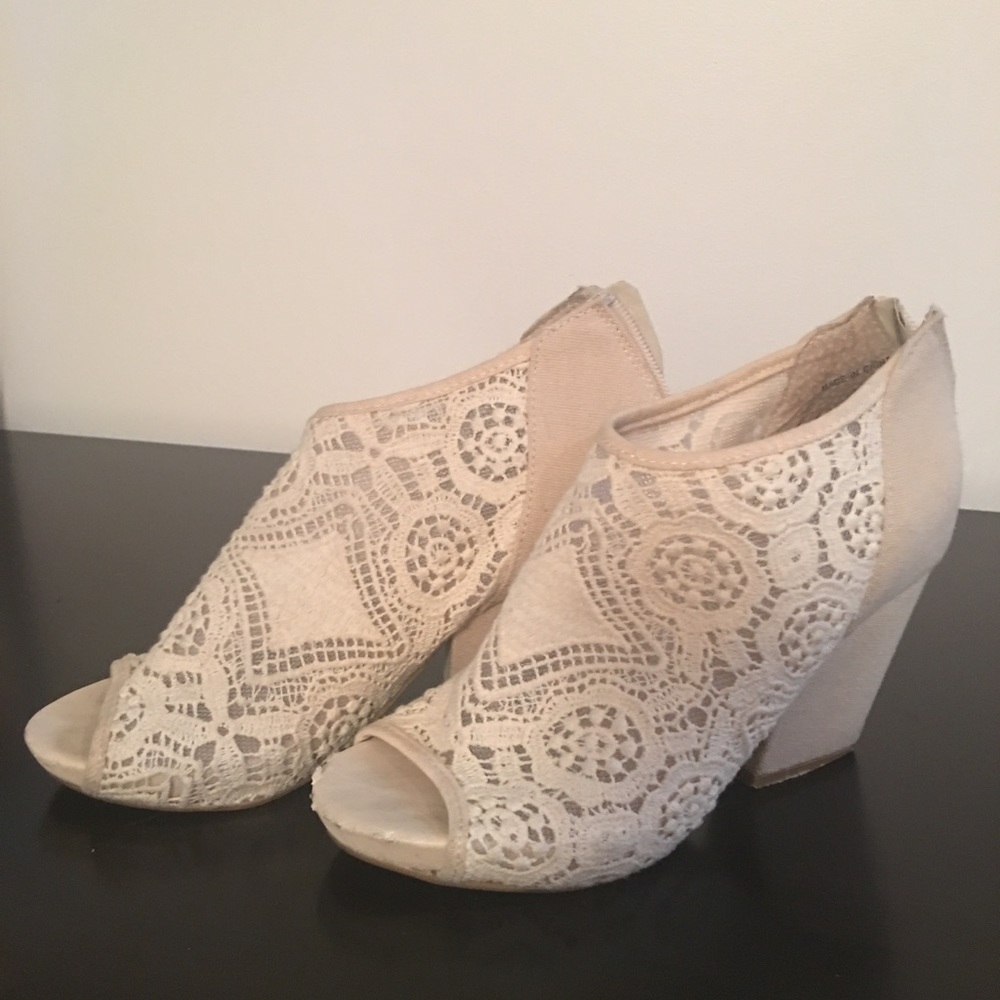 White Lacey Heels