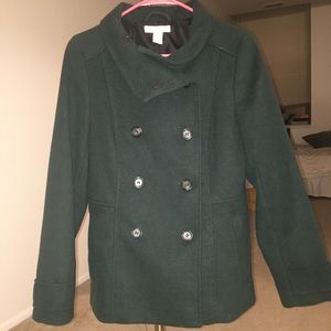 Army green lined peacoat