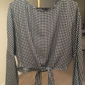 Top shop checkered (Gigham flute sleeve blouse)
