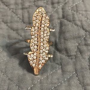 Rhinestone feather ring