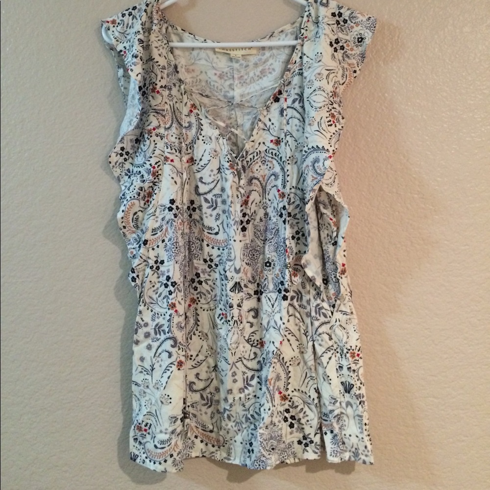 Love Stitch Lace Up Floral Top