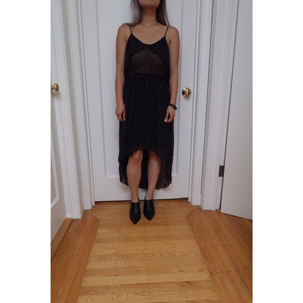 Navy Patterned High Low Dress