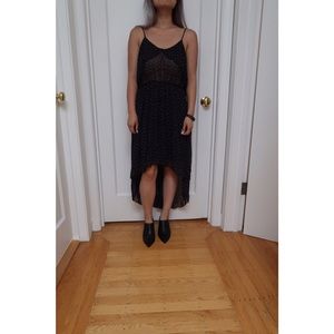 Navy Patterned High Low Dress