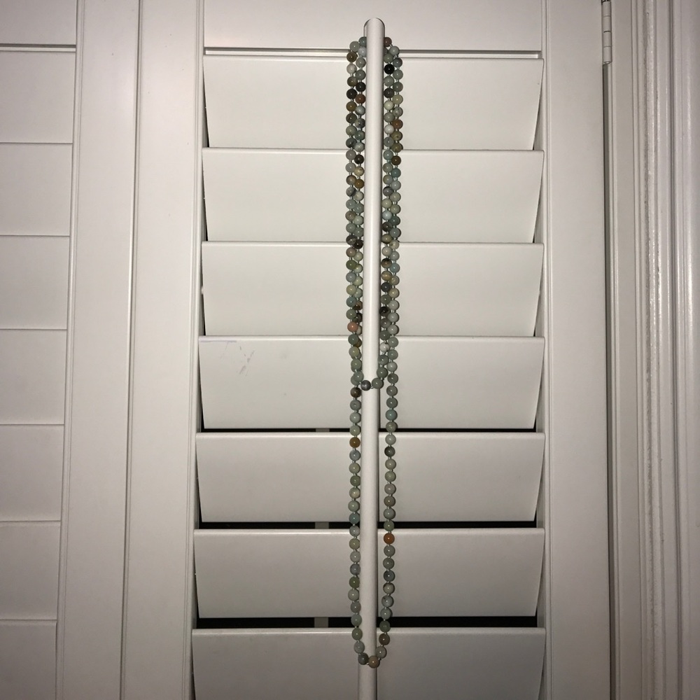 Aqua colored long necklace beads
