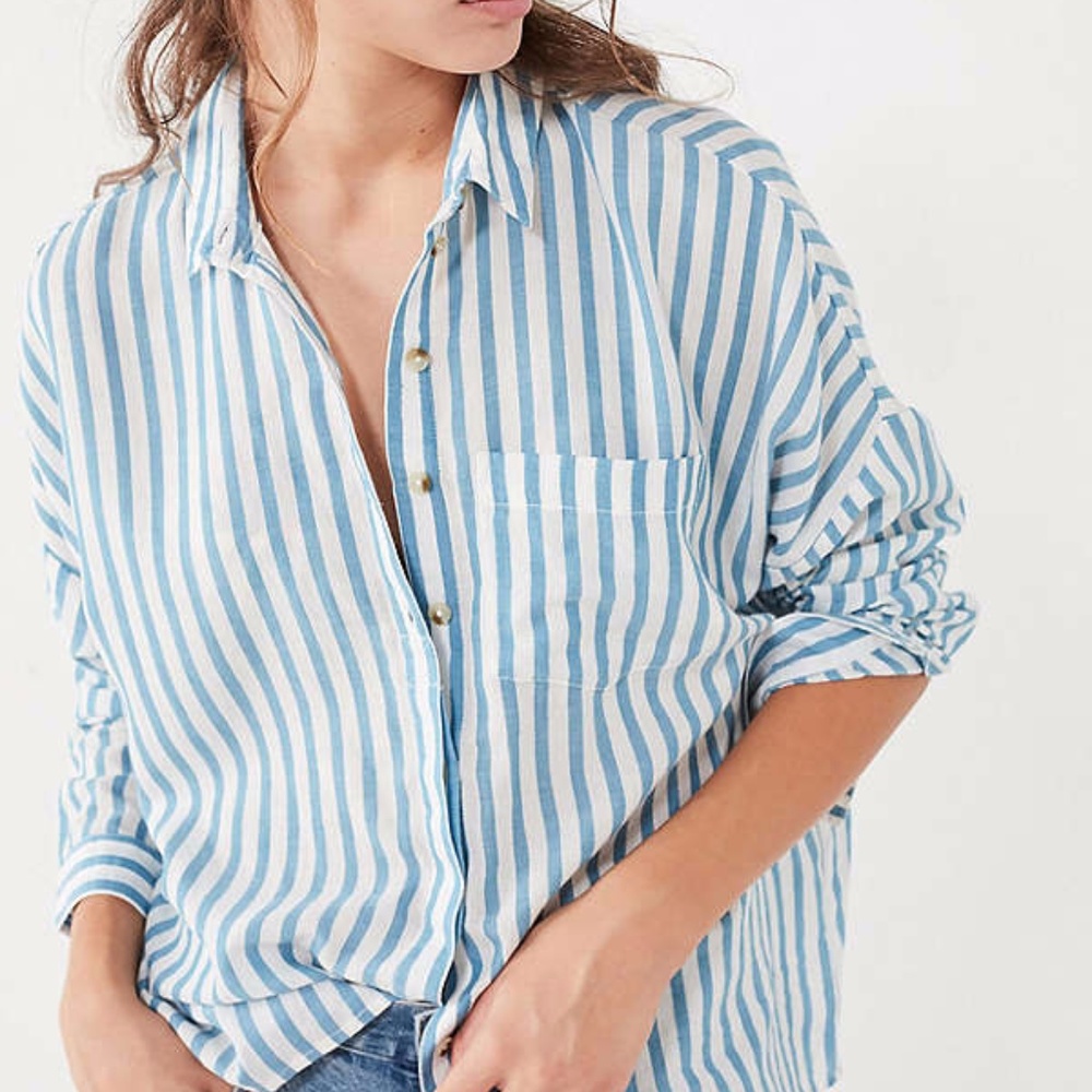 BDG blue & white pinstripe button down