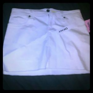 All white mini skirt