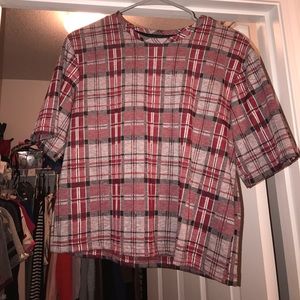 TOPSHOP red and grey checkered top