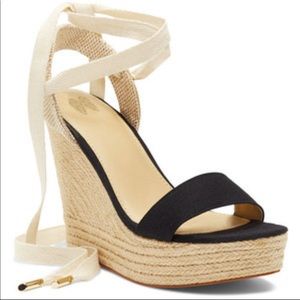 Lace Up Black Wedges