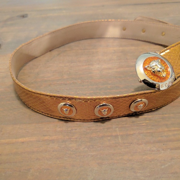 Vintage Gold Escada Belt with Leopard Charms