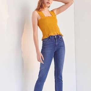 Boho tube top with ruffled straps