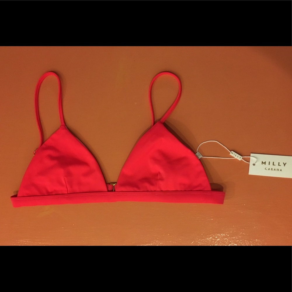 NWT Milly triangle bikini top coral swimwear