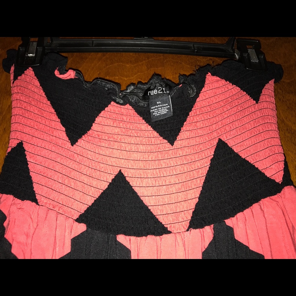 Black/coral rue 21 strapless maxi dress