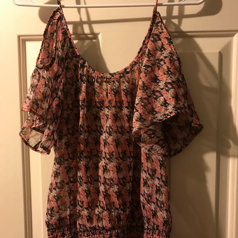 Floral semi- off the shoulder blouse
