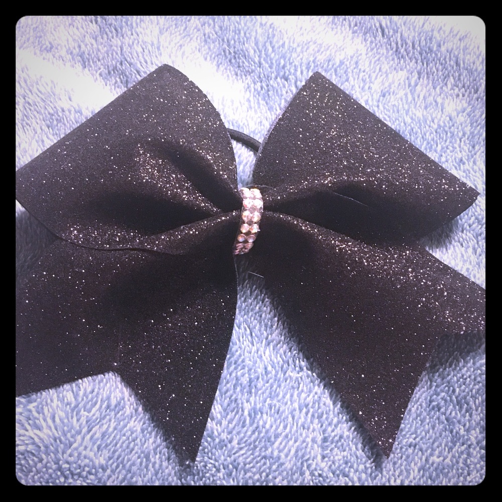 Cheer Bow Black Glitter