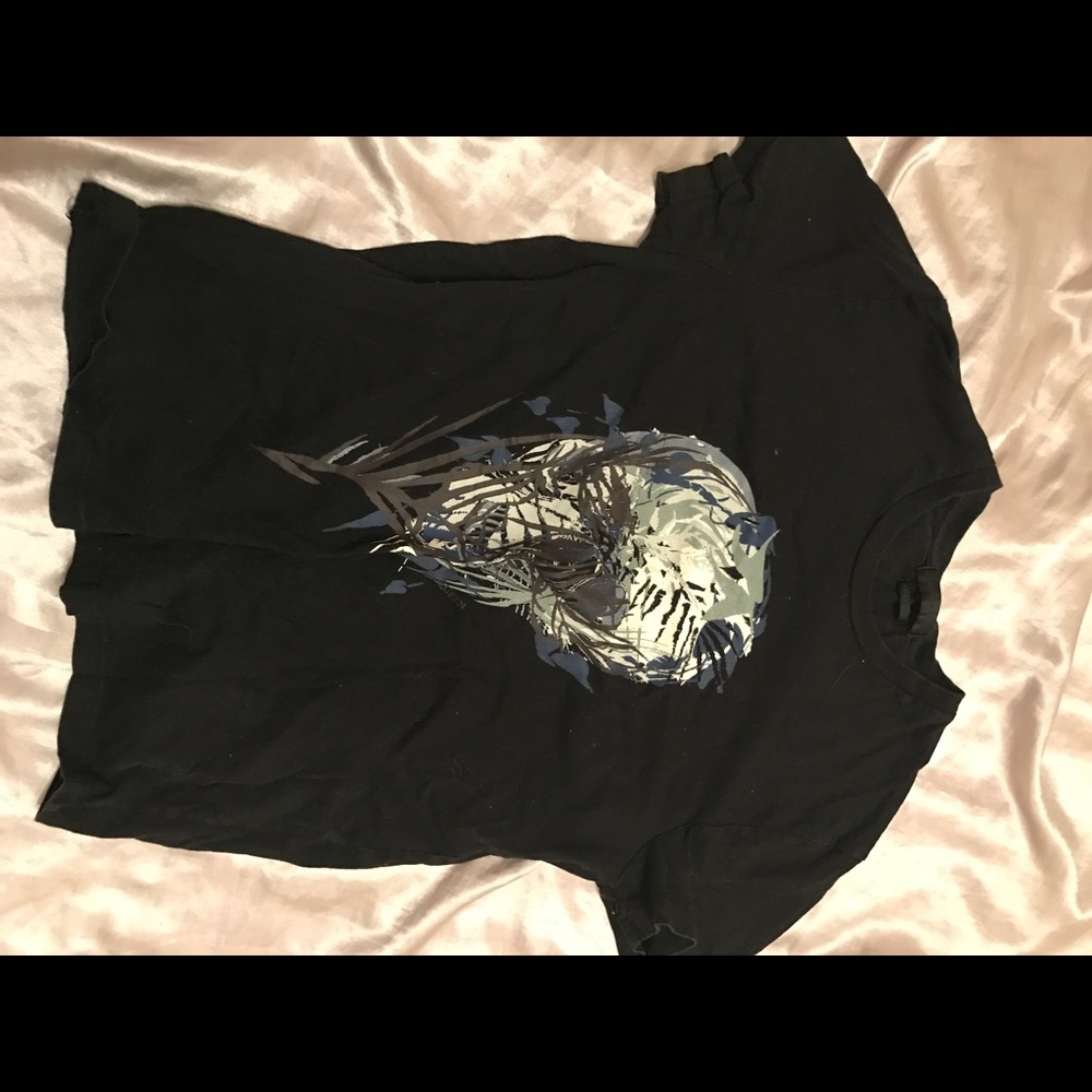 Black skull print t shit