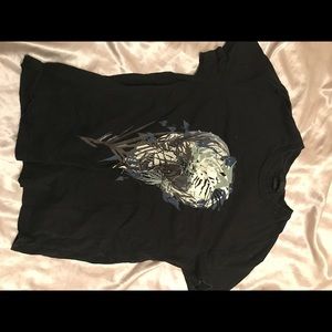 Black skull print t shit