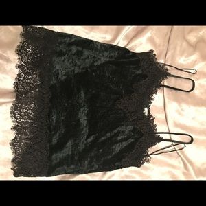 Dark green velvet spaghetti strap top