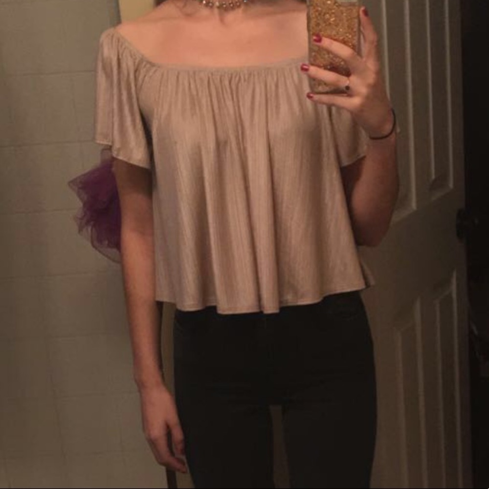 Gold Shimmery Off Shoulder Top