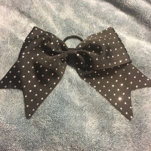 Cheer Bow Black w/ Rhinestones