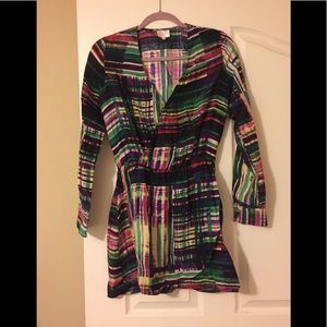 Parker Silk Long Sleeve Faux Wrap Dress