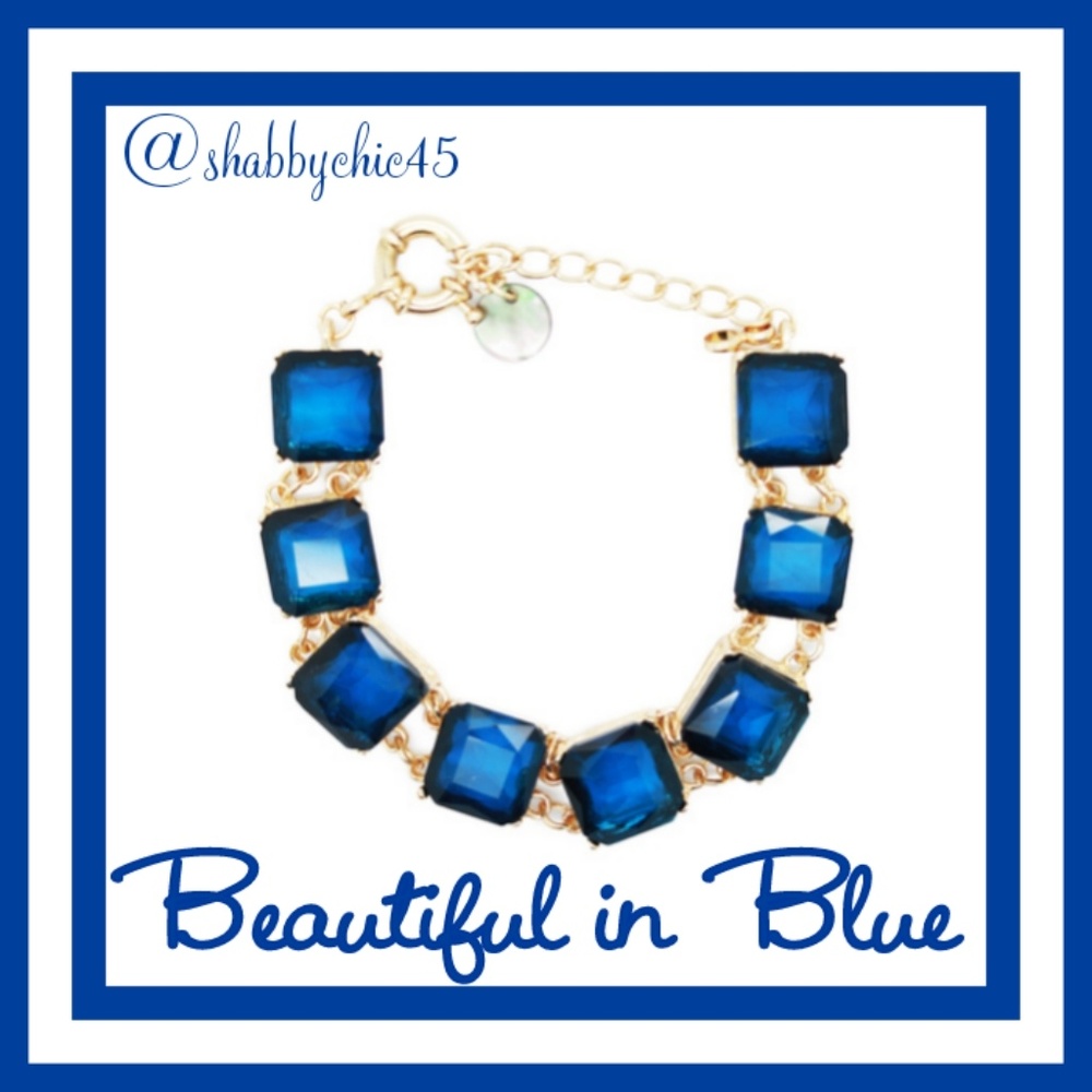 Beautiful in Blue Cube Crystal Statement Bracelet