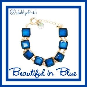 Beautiful in Blue Cube Crystal Statement Bracelet