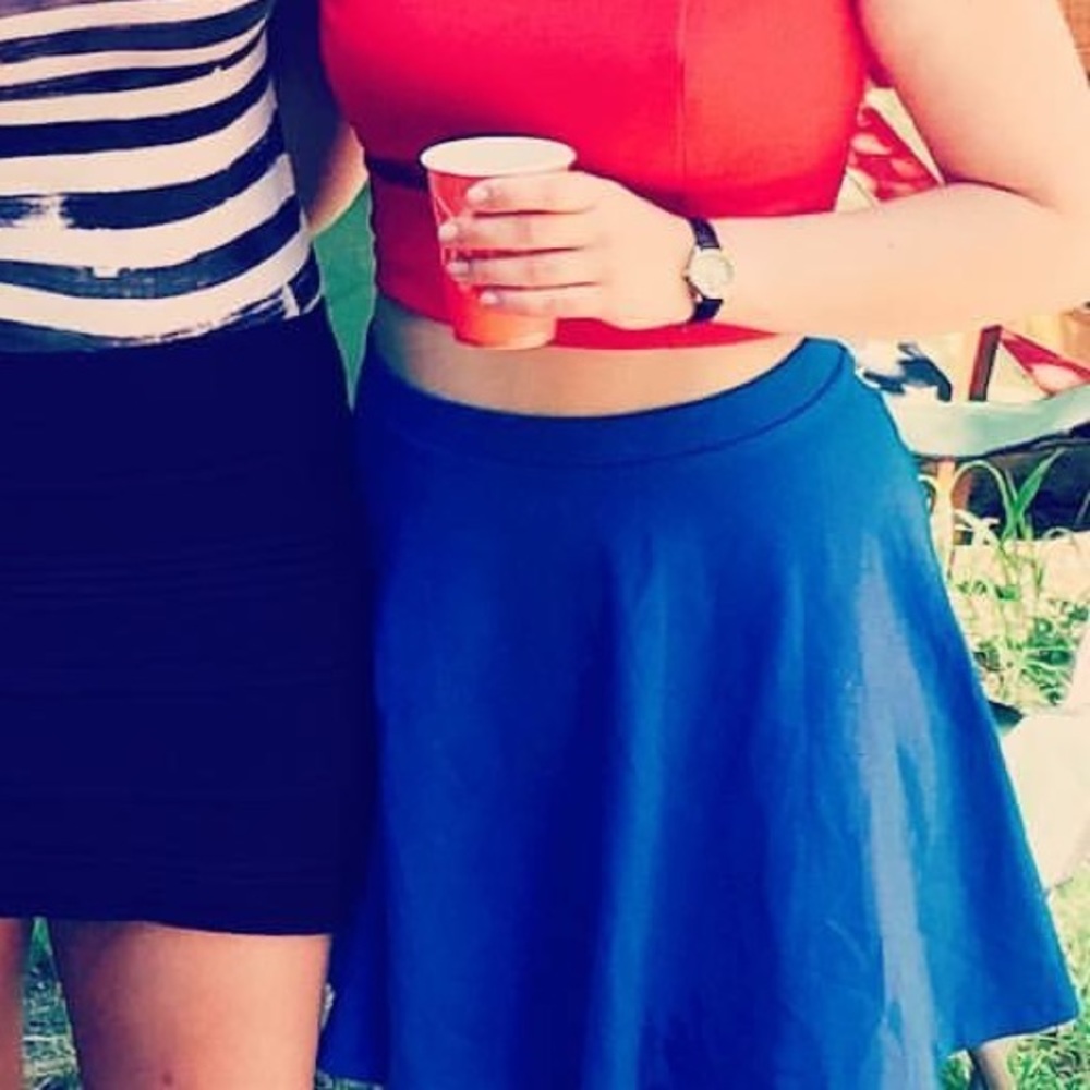 Bright blue skater skirt