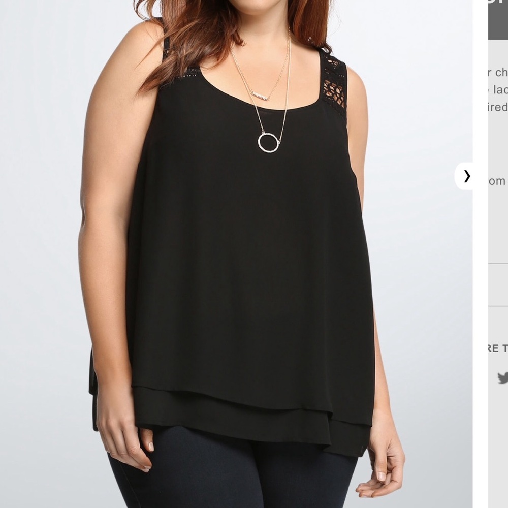Torrid Crochet Top Chiffon Tank