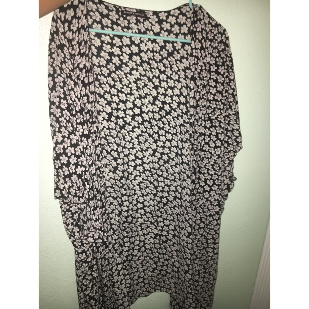 Black and white floral kimono