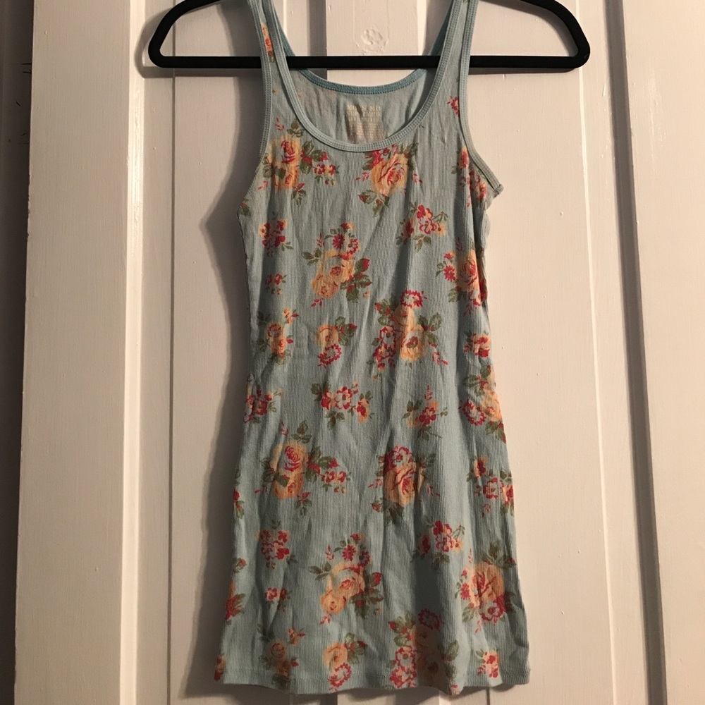 Blue Floral Tank Top