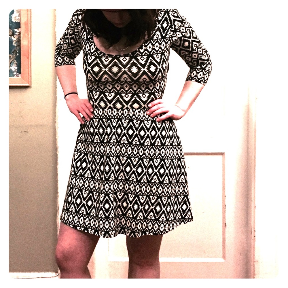 Black and white print dress