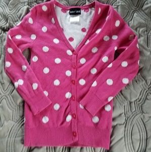 Pink & White Polka Dot Cardigan ~ girls size 6