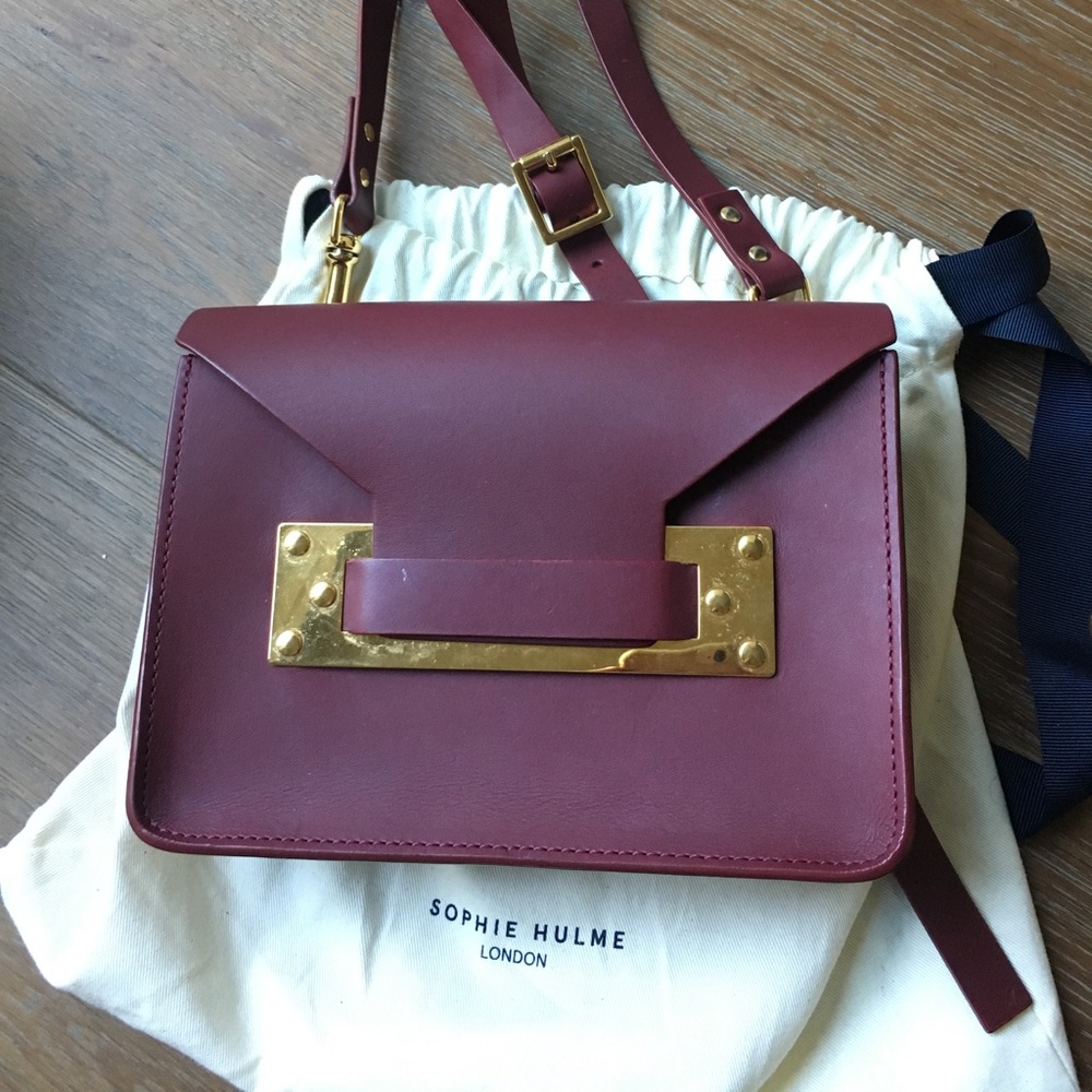 Sophie hulme burgundy envelope cross body bag