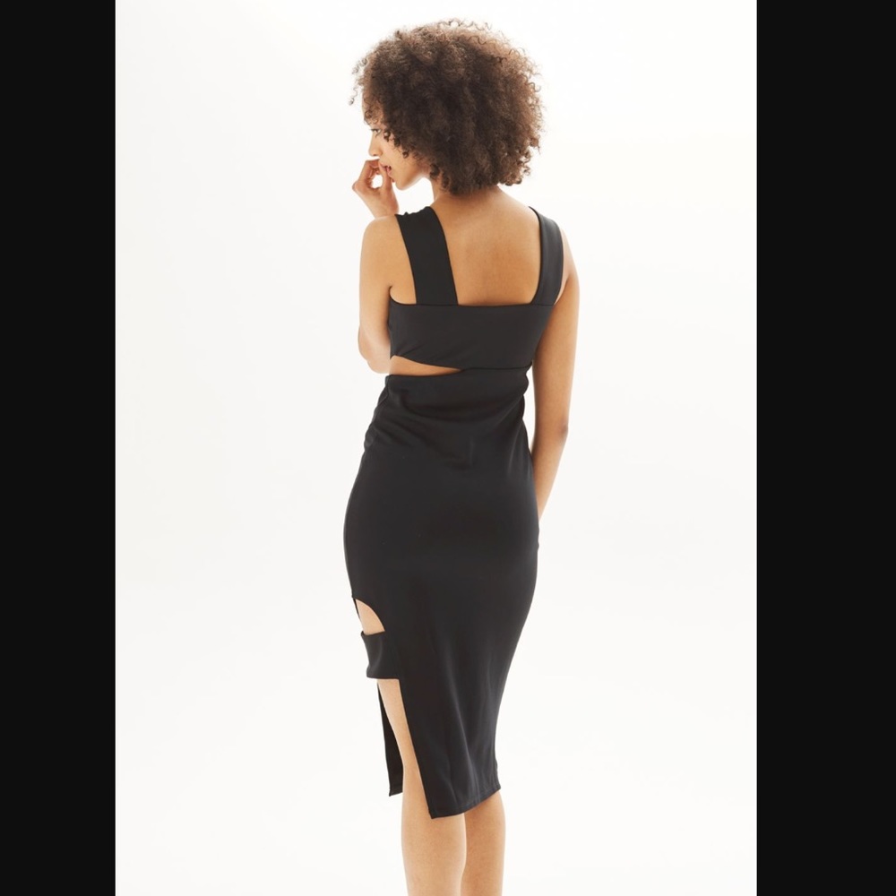Topshop wide strap cutout black midi holiday dress - Picture 10 of 10