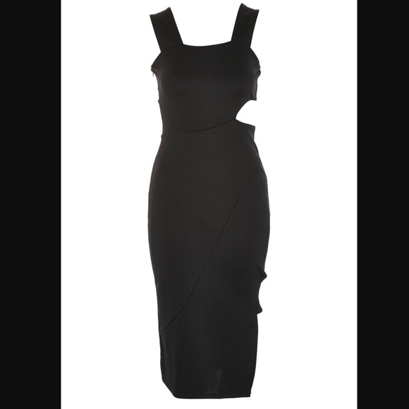 Topshop wide strap cutout black midi holiday dress - Picture 8 of 10
