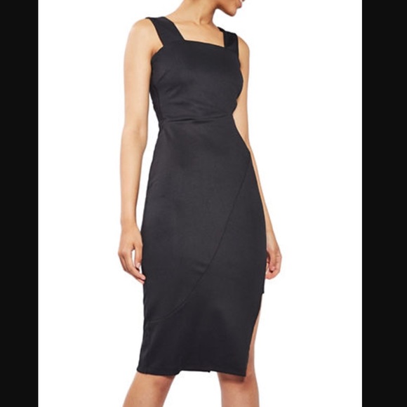 Topshop wide strap cutout black midi holiday dress - Picture 5 of 10
