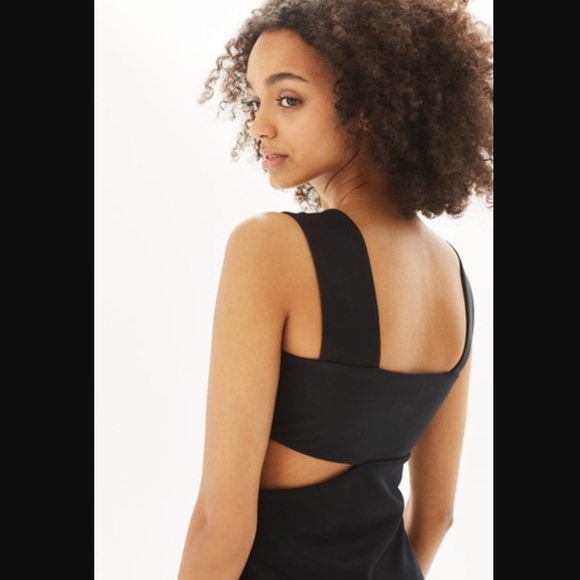 Topshop wide strap cutout black midi holiday dress - Picture 7 of 10