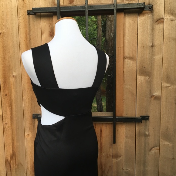 Topshop wide strap cutout black midi holiday dress - Picture 6 of 10