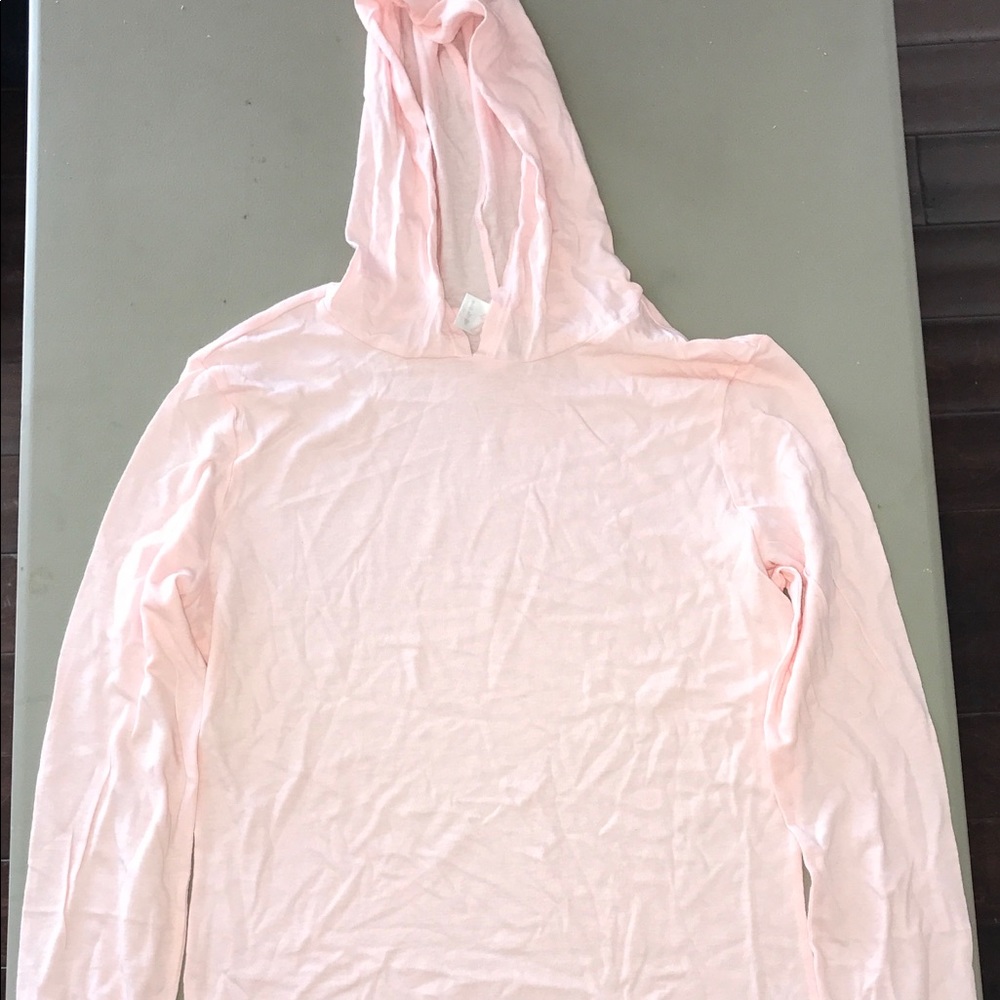 Long sleeve thin T shirt W/ hoodie for women