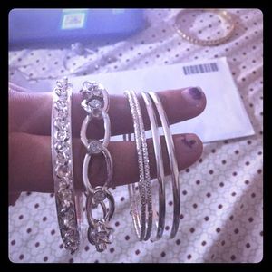 Silver bangle bracelet set