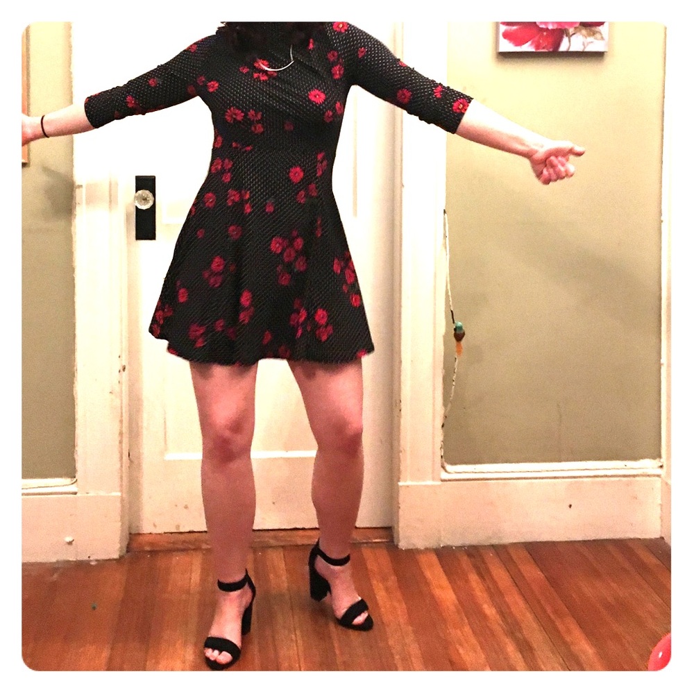 Flower + polka dot dress