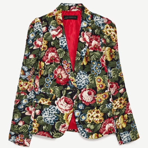 Zara Jackets & Blazers - New Zara Floral Printed jacket w/ frilled sleeves