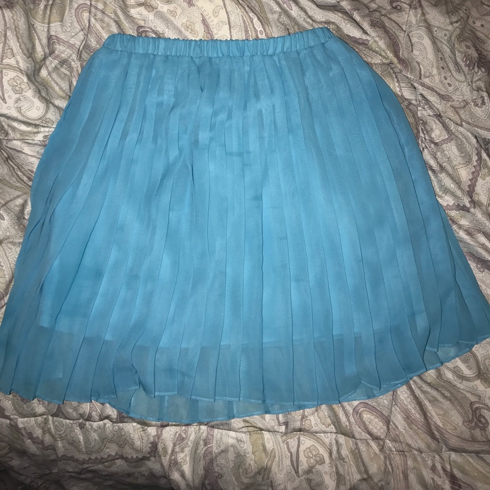 Bright Blue Pleated Mini Skirt