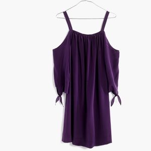 MadeWell cold shoulder eggplant SZ8 silk dress RA4