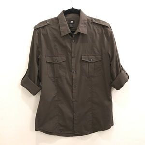 H&M Mens Button Down - Olive