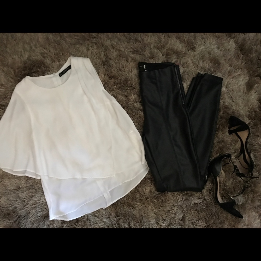 NWT ZARA One Sleeve White Blouse